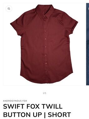 Androgynous Fox SWIFT FOX TWILL BUTTON UP Red Fox Burgundy Size Medium